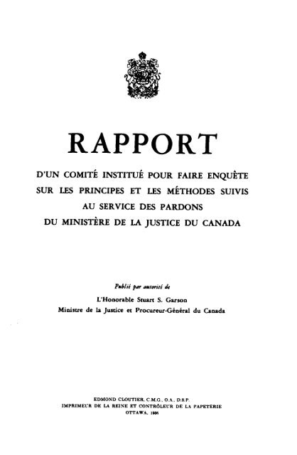 Rapport D'Un Comite Institue Pour Faire Enquete Sur Les Principes.