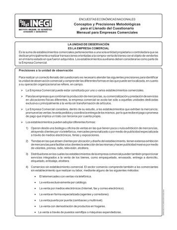 Conceptos y Precisiones Metodológicas para el Llenado del ... - Inegi