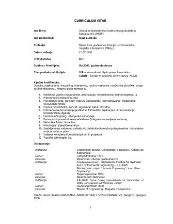 CURRICULUM VITAE - Centar za energetsku efikasnost