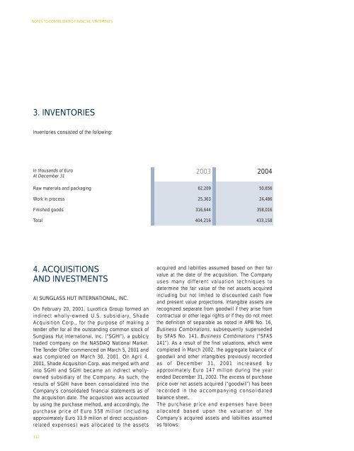 ANNUAL REPORT 2004 - Luxottica Group