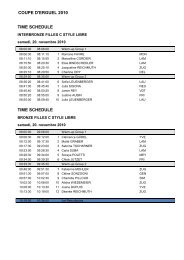 COUPE D'ERGUEL 2010 TIME SCHEDULE TIME SCHEDULE
