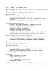 Offre d'emploi â MusÃ©ologue (1 poste)