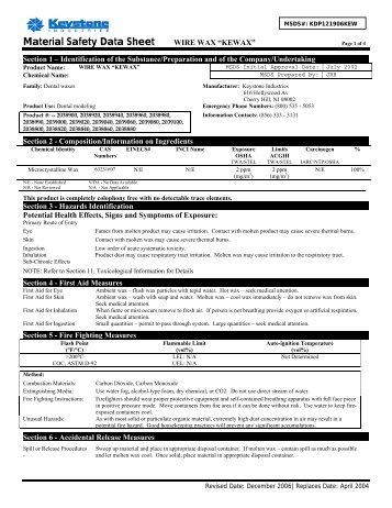 Wire Wax Kewax.pdf - Keystone Industries