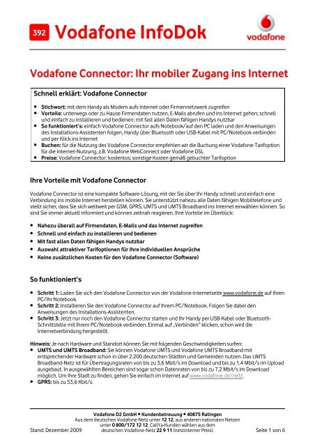Infodok 392: Vodafone Connector: Ihr mobiler Zugang ins Internet