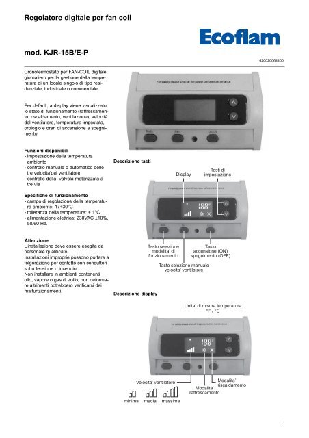 Regolatore digitale per fan coil mod. KJR-15B/E-P - Elco Ecoflam
