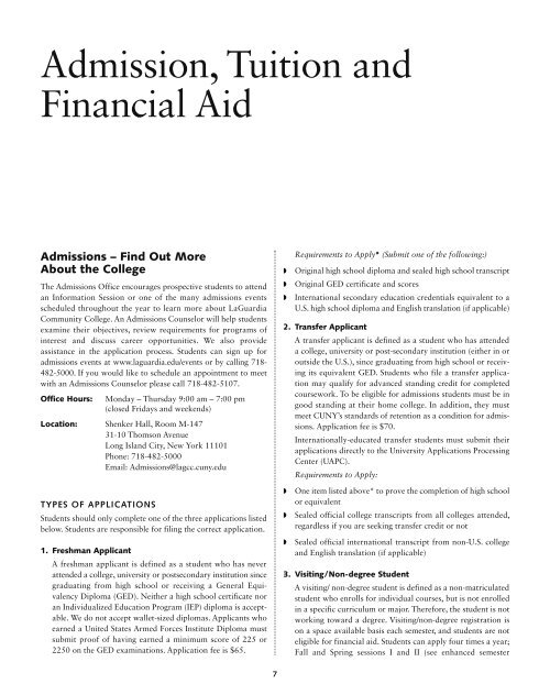 Admission, Tuition And Financial Aid - Laguardia Community College