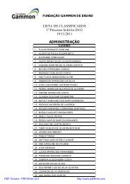 Lista de ClassificaÃ§Ã£o - FundaÃ§Ã£o Gammon de Ensino