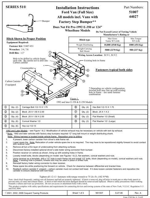 Installation Instructions - Draw-Tite