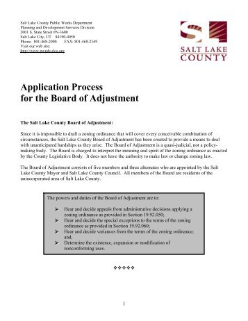 Board of Adjustment - Planning and Development - Salt Lake County