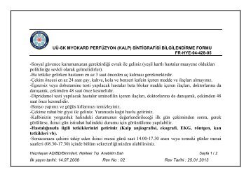 Myokard Perfüzyon (Kalp) Sintigrafisi Bilgilendirme Formu