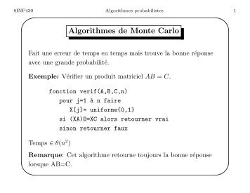 Algorithmes de Monte Carlo - UQAC