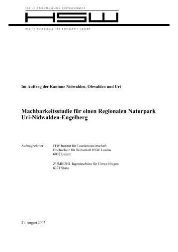 Machbarkeitsstudie für einen Regionalen ... - Berggebiete.ch