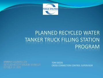 Planned Recycled Water Tanker Truck Filling Station Program