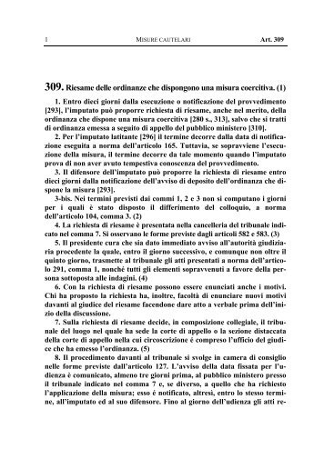309.Riesame delle ordinanze che dispongono una misura ... - Shop