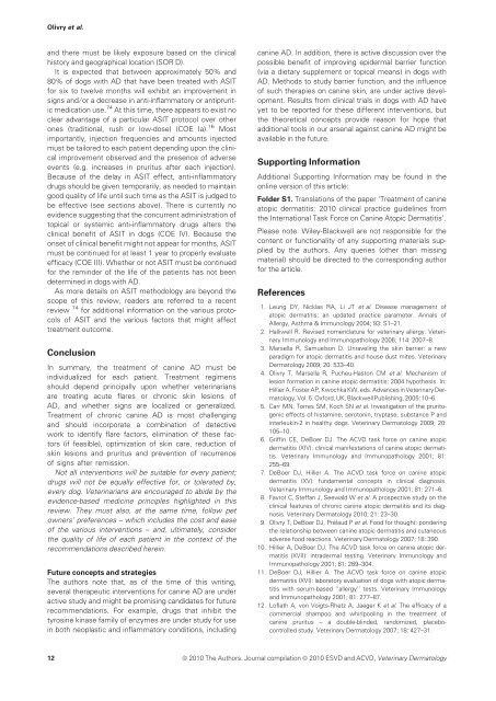 Treatment of canine atopic dermatitis: 2010 clinical practice ...