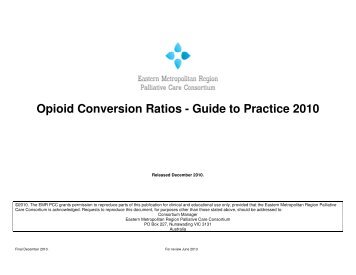Victorian Government approved Opioid Conversion table