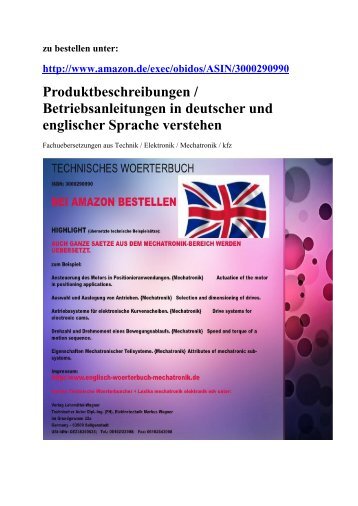 Technik-Produktbeschreibungen / Betriebsanleitungen in deutscher + englischer Sprache verstehen