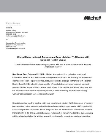 PRESS RELEASE - Mitchell International
