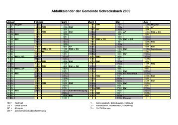 Abfallkalender 2009(farbig)2 - Gemeinde Schrecksbach