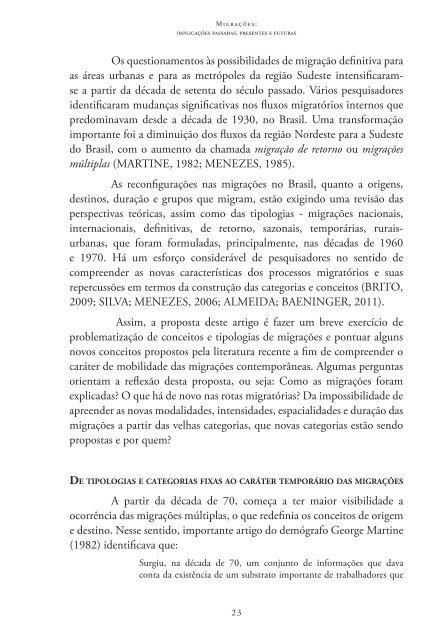 Migrações: Implicações Passadas, Presentes E - Unesp