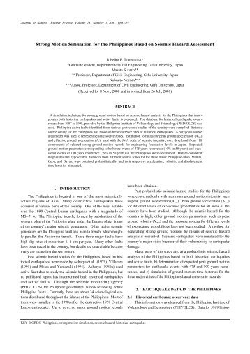 Strong Motion Simulation for the Philippines Based on Seismic ...