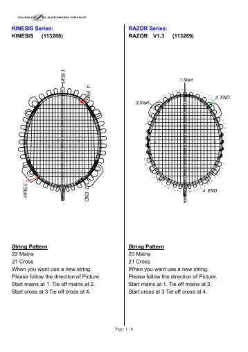 string pattern for 2012 Carlton Badminton - Dunlop