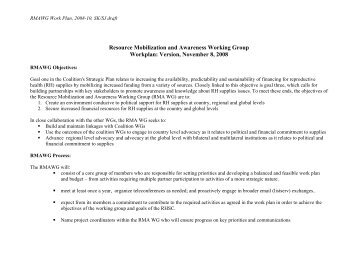 Resource Mobilization and Awareness Working Group Workplan ...