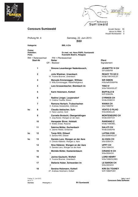 Concours Sumiswald - rvsumiswald.ch