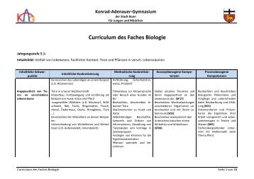 Curriculum Biologie - Konrad-Adenauer-Gymnasium Bonn