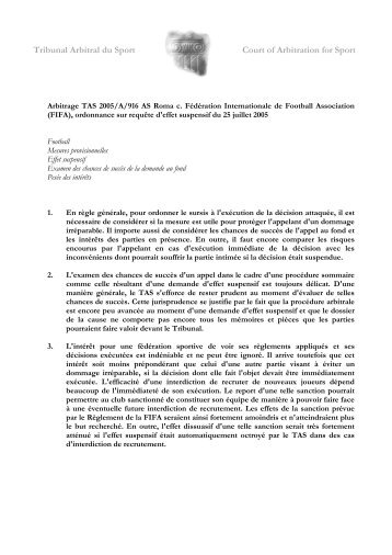 TAS xxx - Tribunal Arbitral du Sport / TAS