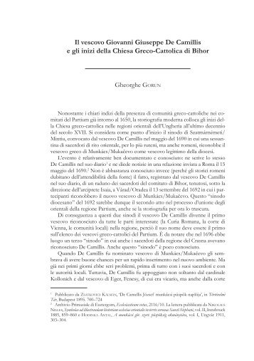Il vescovo Giovanni Giuseppe De Camillis e gli inizi della Chiesa ...