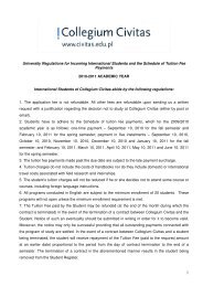 University Regulations for Incoming International ... - Collegium Civitas