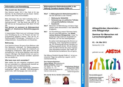 AlltagsHÃ¼rden Ã¼berwinden â eine Alltagsrallye Seminar fÃ¼r ... - AZK