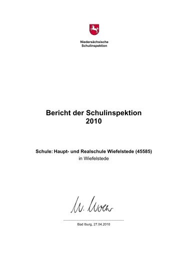 Bericht der Schulinspektion 2010 Schule - Oberschule Wiefelstede