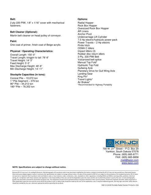 Spec Sheet - KPI-JCI