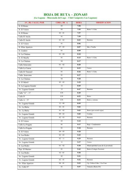 horario - Municipalidad de La Molina