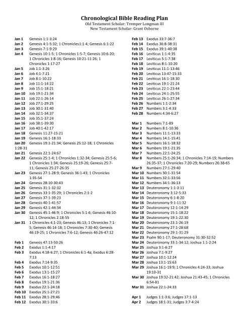Chronological Bible Reading Schedule
