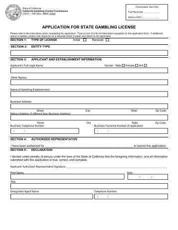 application for gambling establishment key employee license