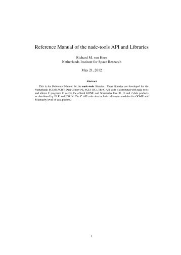 Reference Manual of the nadc-tools API and Libraries - SRON