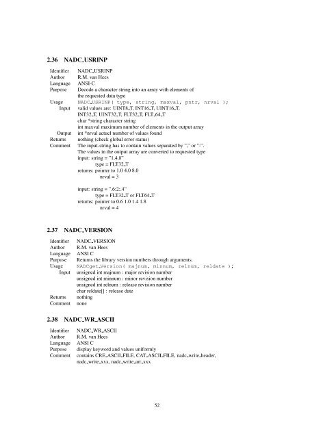 Reference Manual of the nadc-tools API and Libraries - SRON