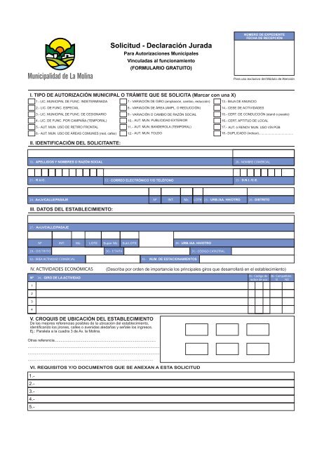 Formulario - Solicitud de Licencia Municipal de Funcionamiento