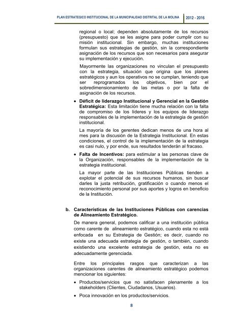 plan estrategico institucional 2012 - 2016 alcalde - Municipalidad de ...