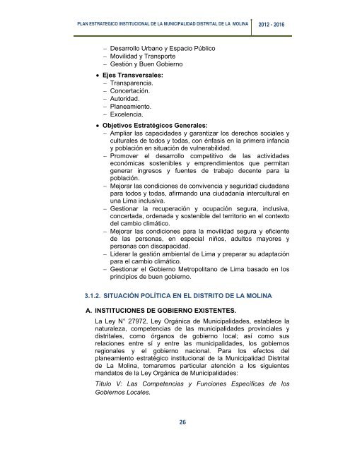 plan estrategico institucional 2012 - 2016 alcalde - Municipalidad de ...