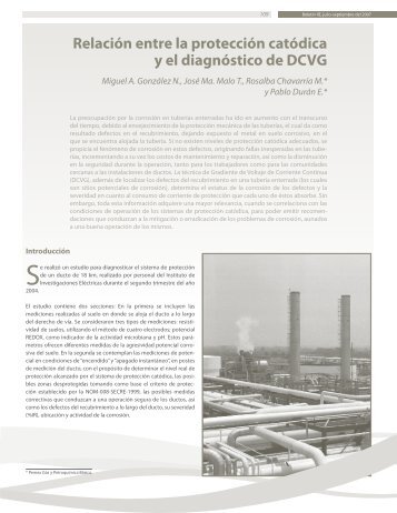 RelaciÃ³n entre la protecciÃ³n catÃ³dica y el diagnÃ³stico de DCVG