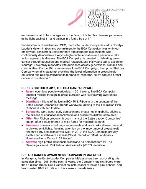 the estee lauder companies breast cancer awareness campaign