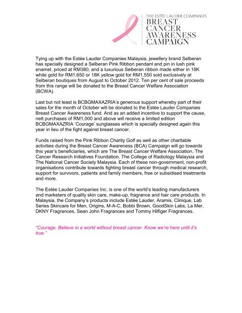 the estee lauder companies breast cancer awareness campaign