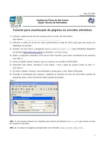 Tutorial para atualizaÃ§Ã£o de pÃ¡ginas no servidor ... - IFSC - USP
