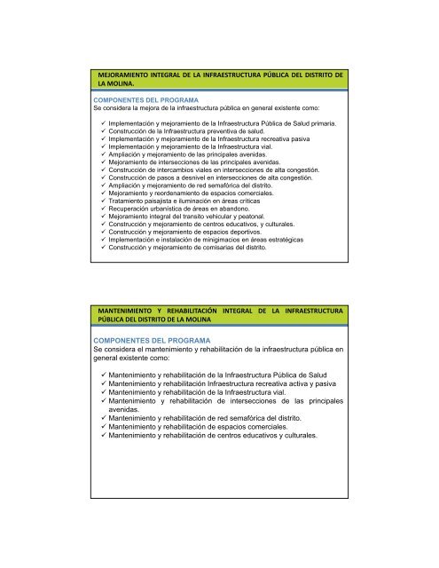 objetivos estrategicos - Municipalidad de La Molina