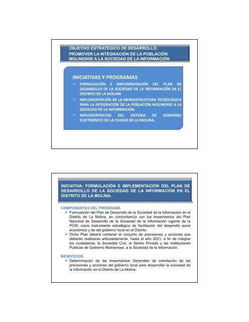 objetivos estrategicos - Municipalidad de La Molina