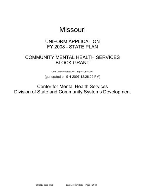 2008 Mental Health Services Block Grant - Missouri Department of ...